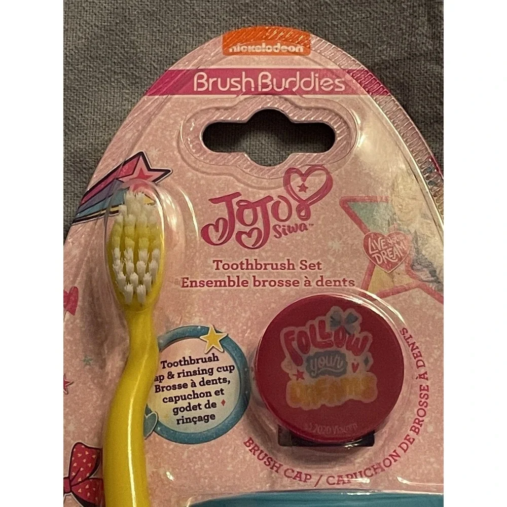 NEW Children's JoJo‎ Siwa Brush Buddies 3 Piece Soft Toothbrush, Cup, & Cap Set